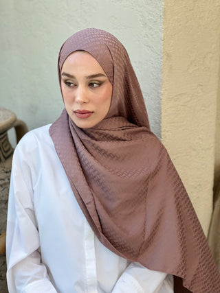 Châle Jacquard Motif Brique - Brun Poussiéreux