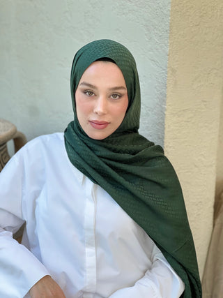 Châle Jacquard Motif Brique - Emeraude