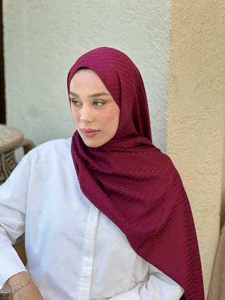 Châle Jacquard Motif Brique - Bordeaux