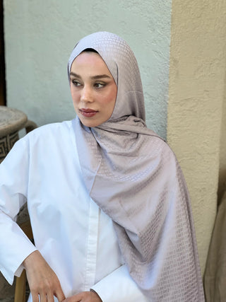 Châle Jacquard Motif Brique - Gris Clair