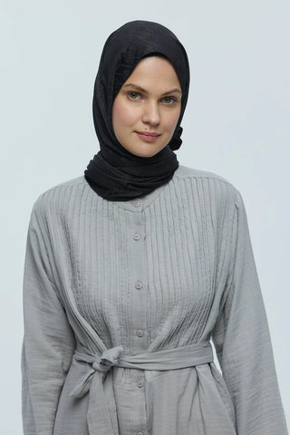 Châle Jacquard Motif Ligne MK - Noir