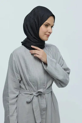 Châle Jacquard Motif Ligne MK - Noir