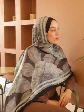 Châle motif Séraflore - Noir Givré