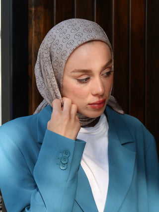 Foulard Cotton Motif MK - Sable Brun