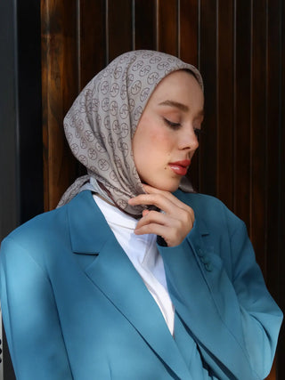 Foulard Cotton Motif MK - Sable Brun