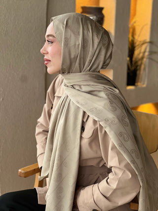 Châle Jacquard Motif Amande - Beige Antique