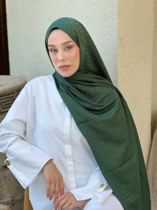 Châle Jacquard Motif D'écho - Emeraude