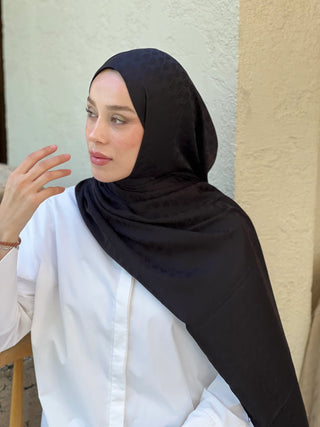 Châle Jacquard Motif D'écho - Noir