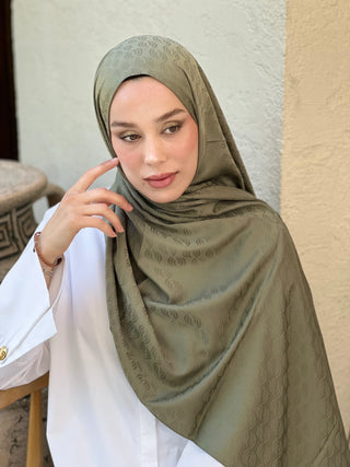 Châle Jacquard Motif D'écho - Kaki