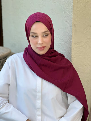 Châle Jacquard Motif D'écho - Bordeaux