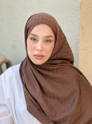 Châle Jacquard Motif D'écho - Brun Foncée