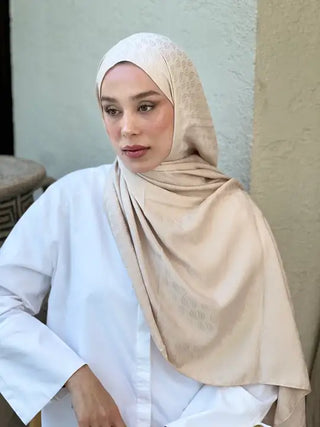 Châle Jacquard Motif D'écho - Beige Antique