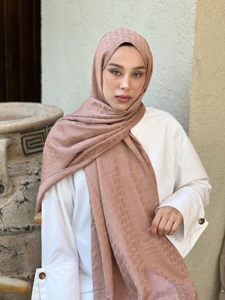 Châle Jacquard Motif D'écho - Vison Foncé