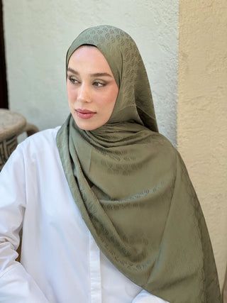 Châle Jacquard Motif D'écho - Kaki