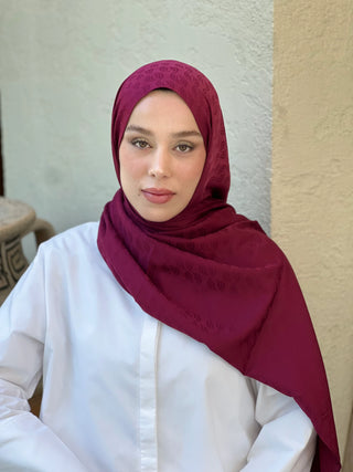 Châle Jacquard Motif D'écho - Bordeaux