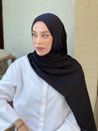 Châle Jacquard Motif D'écho - Noir