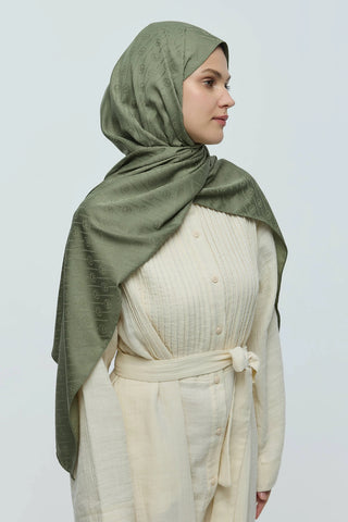 Châle Jacquard Motif Ligne MK - Thé vert