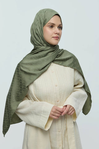 Châle Jacquard Motif Ligne MK - Thé vert