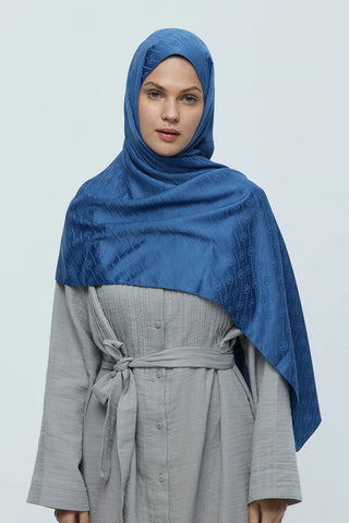 Châle Jacquard  Motif Ligne MK - Indigo