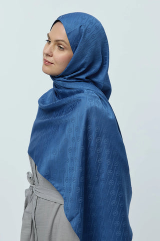 Châle Jacquard  Motif Ligne MK - Indigo