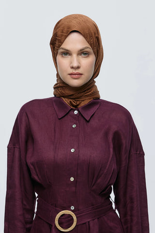 Châle Jacquard Motif Ligne MK - Marron