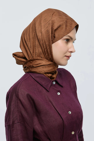 Châle Jacquard Motif Ligne MK - Marron