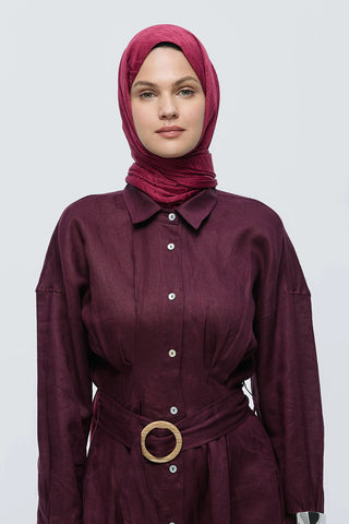 Châle Jacquard Motif Ligne MK - Bordeaux