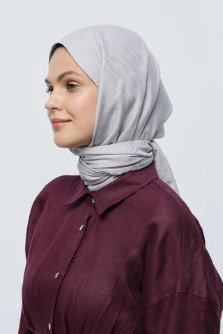 Châle Jacquard Motif Ligne MK - Gris Clair