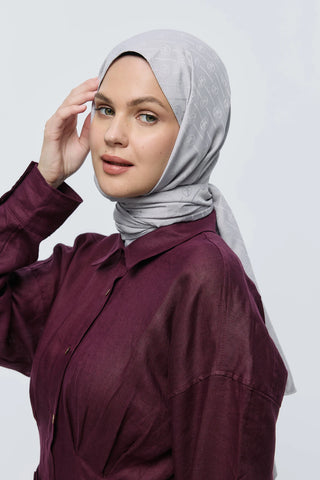 Châle Jacquard Motif Ligne MK - Gris Clair