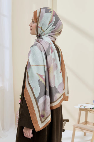 Châle Motif Coquelicot - Caramel