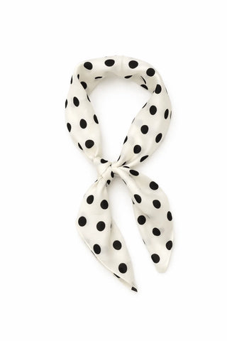Foulard Carré Satiné Polka Dot - Blanc