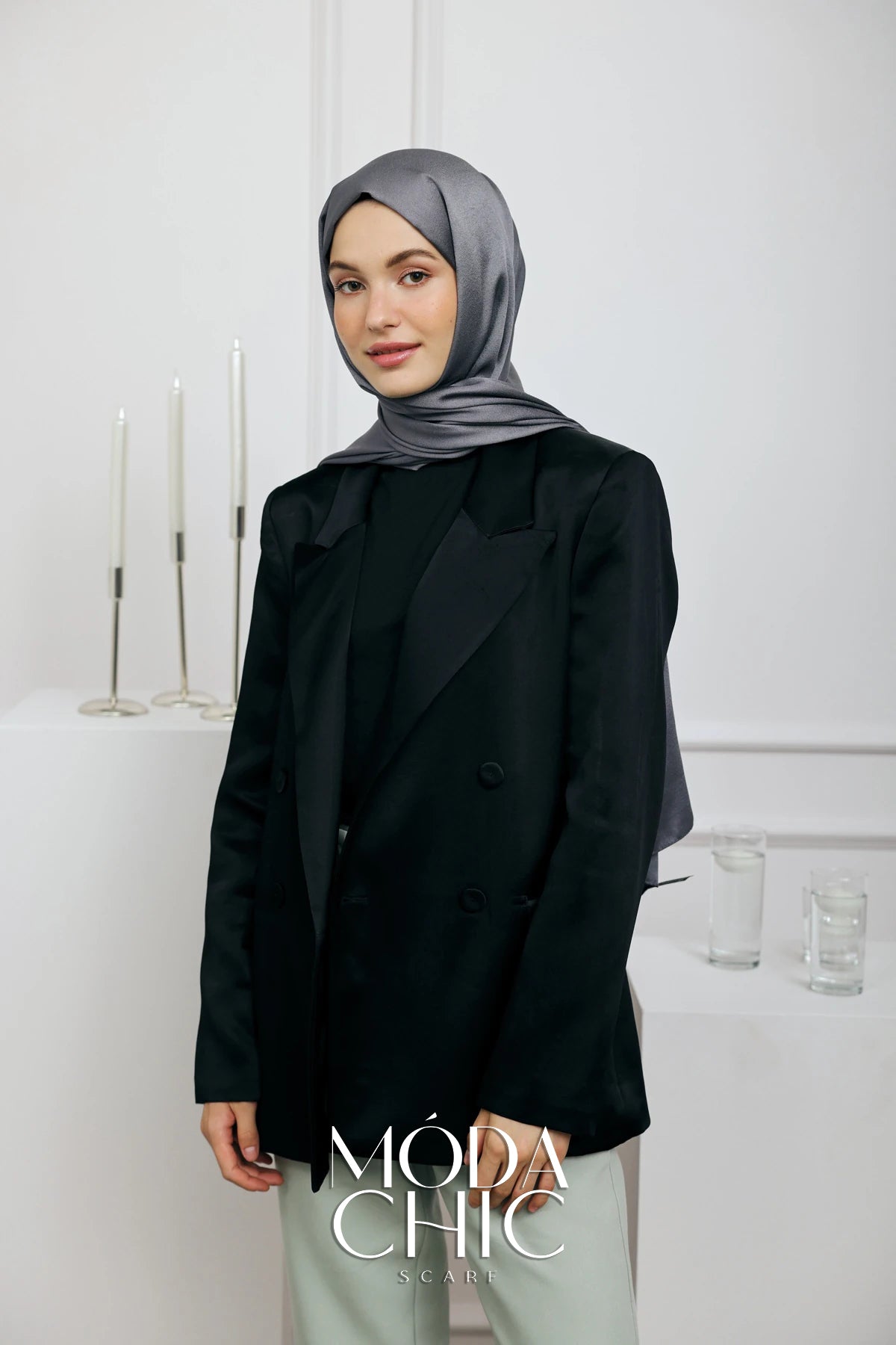 Satin Dévore - Anthracite