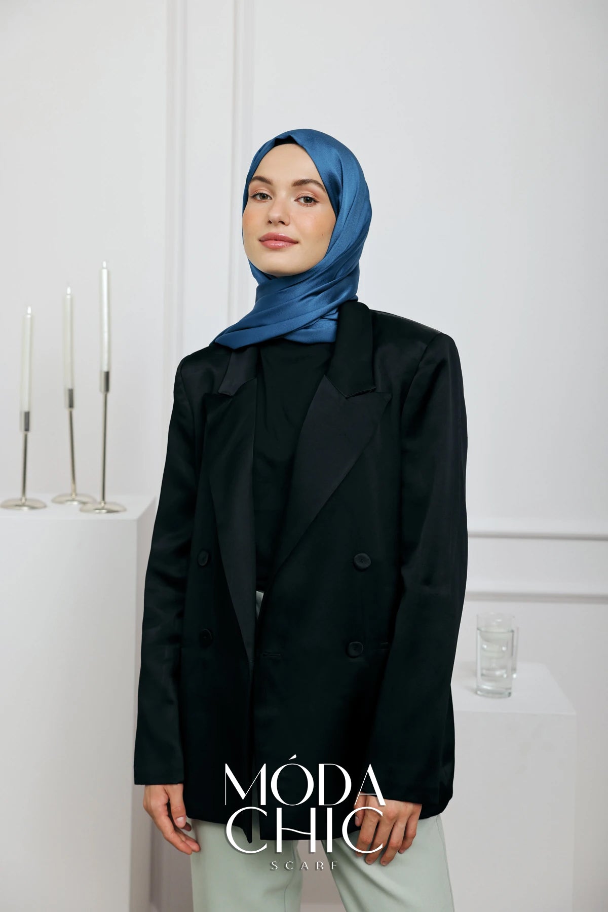 Satin Dévore - Bleu Saks