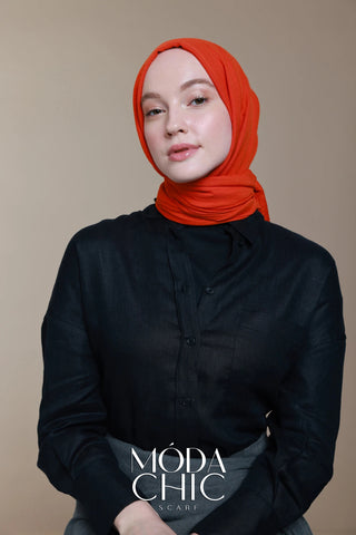 Châle Carré Cotton - Orange Dynamique