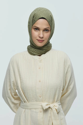 Châle Jacquard Motif Labyrinthe - Thé Vert