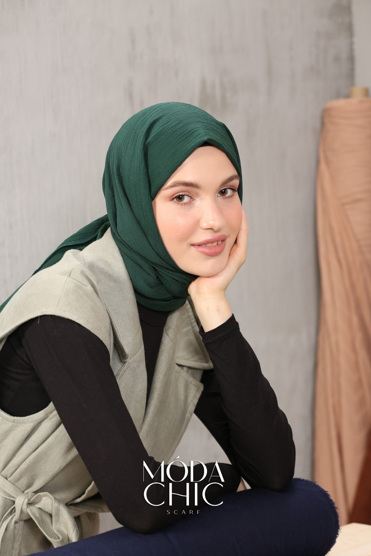 Châle Crinkle - Vert d'eau