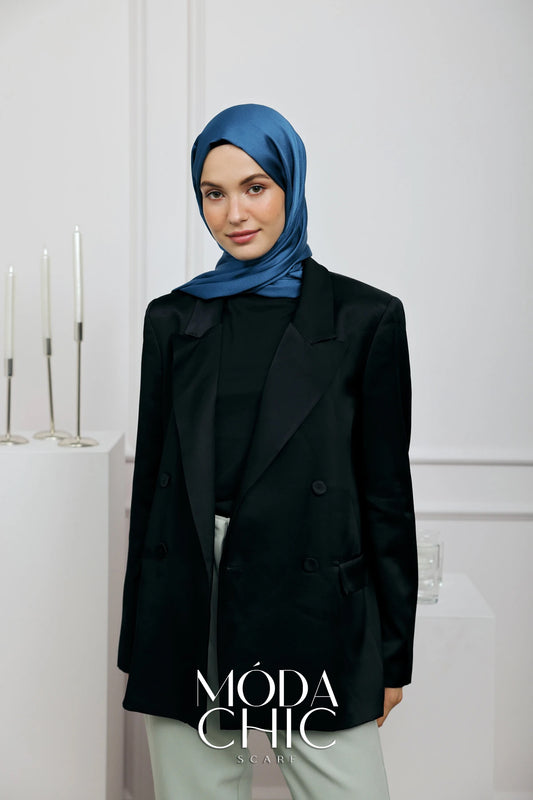 Satin Dévore - Bleu Saks