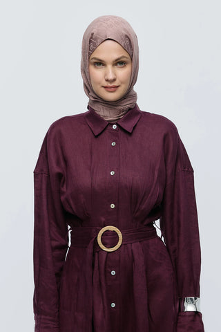 Châle Jacquard Motif Ligne MK - Brun Poussiéreux