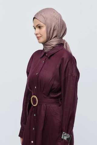 Châle Jacquard Motif Ligne MK - Brun Poussiéreux