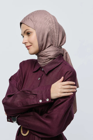 Châle Jacquard Motif Ligne MK - Brun Poussiéreux