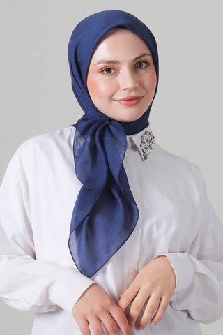 Foulard Eva Coton - Bleu Marine, vue 2