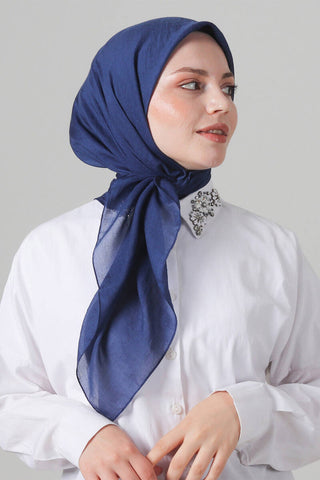 Foulard Eva Coton - Bleu Marine, vue 3