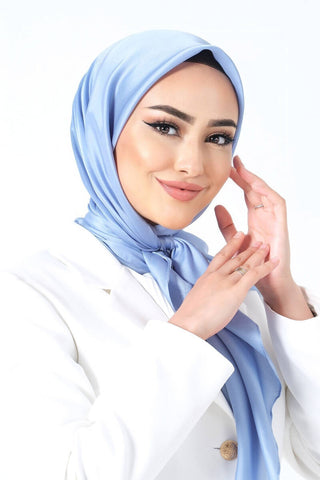 Foulard Satin Cristal - Bleu Ciel, vue 3 sans accessoires