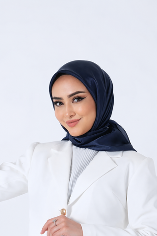 Foulard Satin Cristal - Bleu Marine, vue 1, fond uni sans accessoires