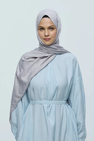 Châle Jacquard Motif Labyrinthe - Gris Clair