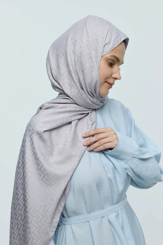 Châle Jacquard Motif Labyrinthe - Gris Clair