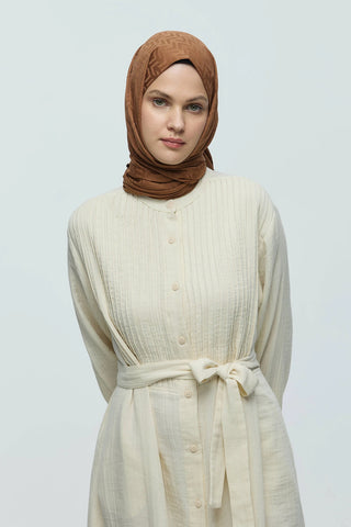 Châle Jacquard Motif Labyrinthe - Marron