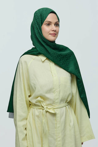 Châle Jacquard Motif Labyrinthe - Emeraude