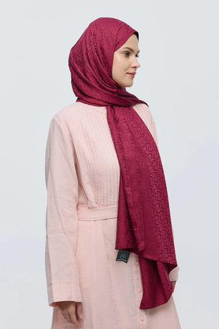 Châle Jacquard Motif Labyrinthe - Bordeaux