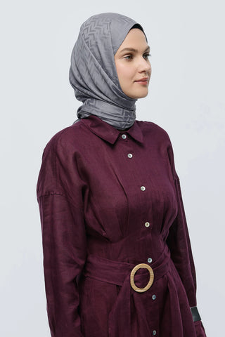 Châle Jacquard Motif Labyrinthe - Gris Foncé